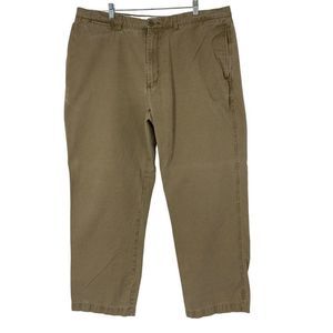 Mens Roundtree Yorke Chino Tan Khaki Pants 42 x 31 100% Cotton 3454